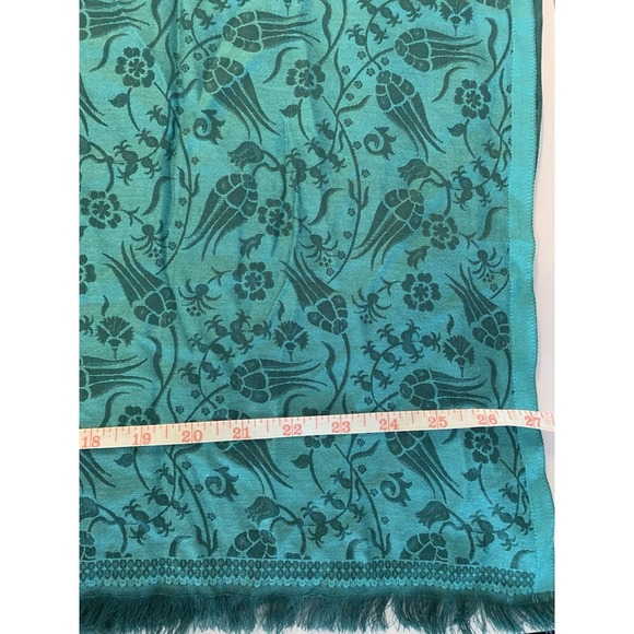 100% Green Prussa Silk Scarf Made In Turkey - Picture 7 of 8